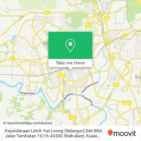 Peta Kejuruteraan Letrik Yun Loong (Selangor) Sdn Bhd, Jalan Tambatan 19 / 16 40300 Shah Alam