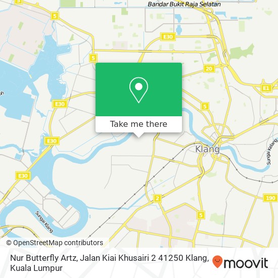 Peta Nur Butterfly Artz, Jalan Kiai Khusairi 2 41250 Klang