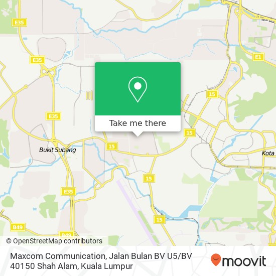 Maxcom Communication, Jalan Bulan BV U5 / BV 40150 Shah Alam map