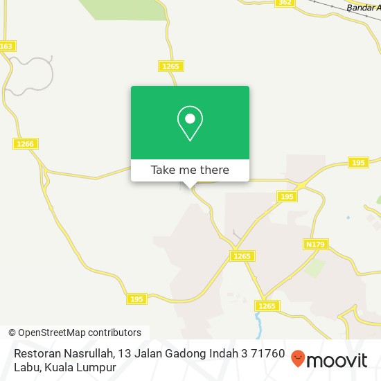 Peta Restoran Nasrullah, 13 Jalan Gadong Indah 3 71760 Labu