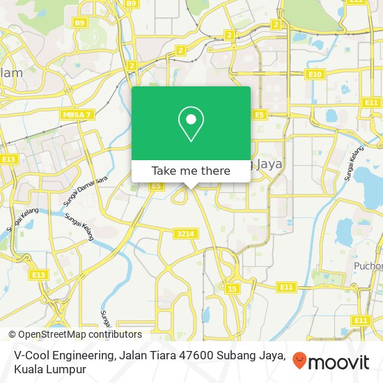Peta V-Cool Engineering, Jalan Tiara 47600 Subang Jaya
