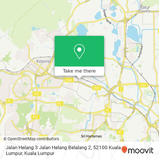 Peta Jalan Helang 3 Jalan Helang Belalang 2, 52100 Kuala Lumpur