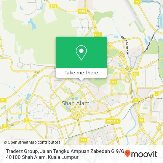 Peta Traderz Group, Jalan Tengku Ampuan Zabedah G 9 / G 40100 Shah Alam