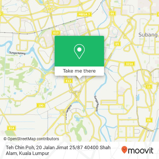Peta Teh Chin Poh, 20 Jalan Jimat 25 / 87 40400 Shah Alam
