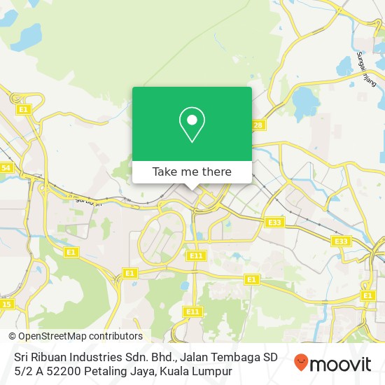 Peta Sri Ribuan Industries Sdn. Bhd., Jalan Tembaga SD 5 / 2 A 52200 Petaling Jaya