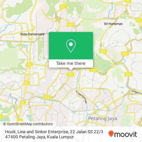 Peta Hook, Line and Sinker Enterprise, 22 Jalan SS 22 / 3 47400 Petaling Jaya