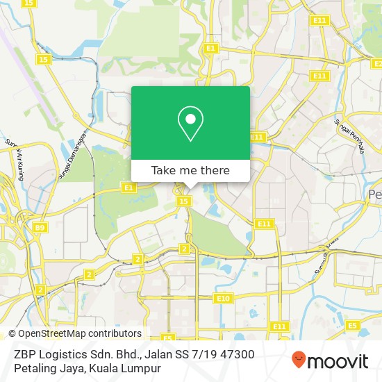 Peta ZBP Logistics Sdn. Bhd., Jalan SS 7 / 19 47300 Petaling Jaya