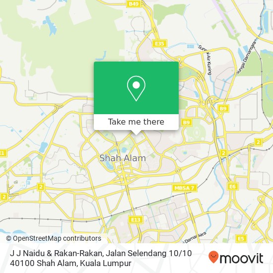 J J Naidu & Rakan-Rakan, Jalan Selendang 10 / 10 40100 Shah Alam map