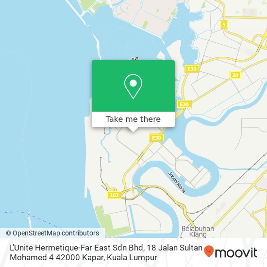 Peta L'Unite Hermetique-Far East Sdn Bhd, 18 Jalan Sultan Mohamed 4 42000 Kapar