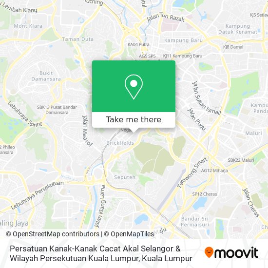 Peta Persatuan Kanak-Kanak Cacat Akal Selangor & Wilayah Persekutuan Kuala Lumpur