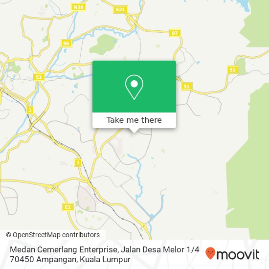 Peta Medan Cemerlang Enterprise, Jalan Desa Melor 1 / 4 70450 Ampangan