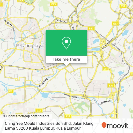 Peta Ching Yee Mould Industries Sdn Bhd, Jalan Klang Lama 58200 Kuala Lumpur