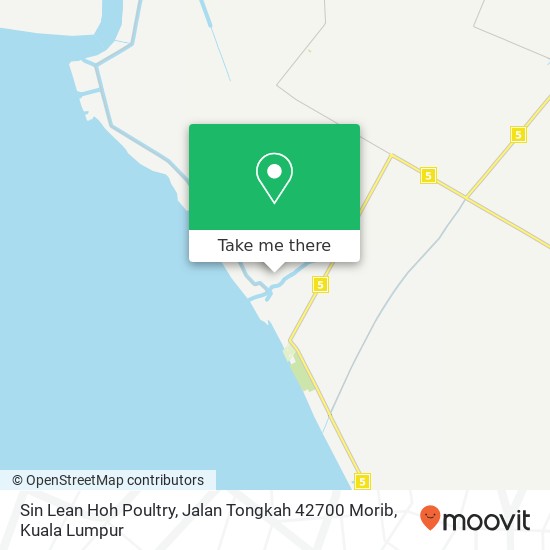 Peta Sin Lean Hoh Poultry, Jalan Tongkah 42700 Morib