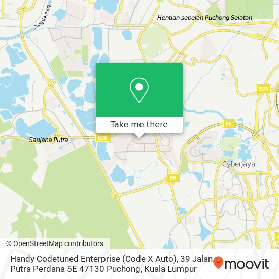 Peta Handy Codetuned Enterprise (Code X Auto), 39 Jalan Putra Perdana 5E 47130 Puchong