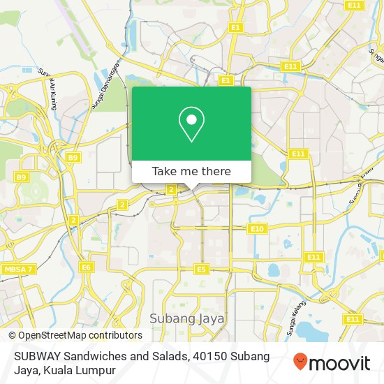 SUBWAY Sandwiches and Salads, 40150 Subang Jaya map