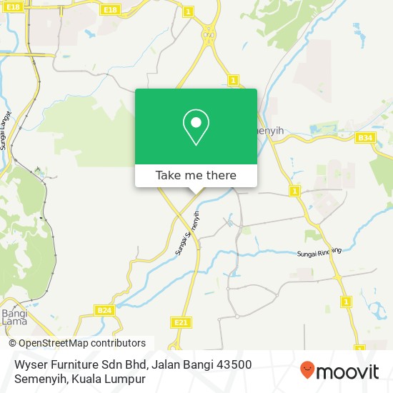 Peta Wyser Furniture Sdn Bhd, Jalan Bangi 43500 Semenyih