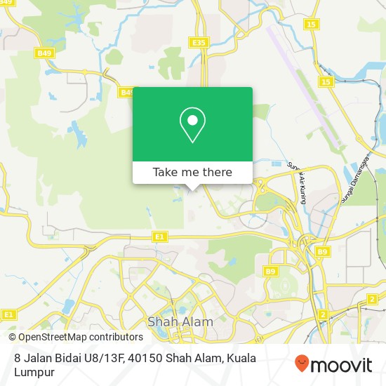 Peta 8 Jalan Bidai U8 / 13F, 40150 Shah Alam