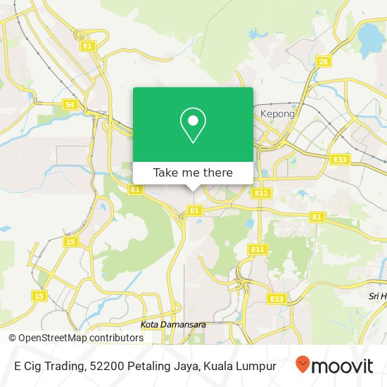 Peta E Cig Trading, 52200 Petaling Jaya