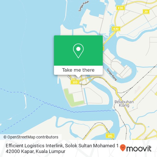 Peta Efficient Logistics Interlink, Solok Sultan Mohamed 1 42000 Kapar