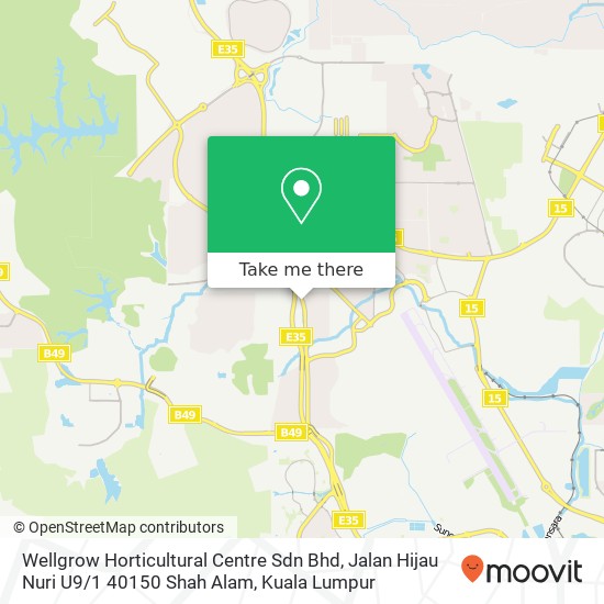 Peta Wellgrow Horticultural Centre Sdn Bhd, Jalan Hijau Nuri U9 / 1 40150 Shah Alam