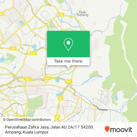 Perusahaan Zafira Jaya, Jalan AU 2A / 17 54200 Ampang map