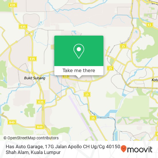 Has Auto Garage, 17G Jalan Apollo CH Ug / Cg 40150 Shah Alam map