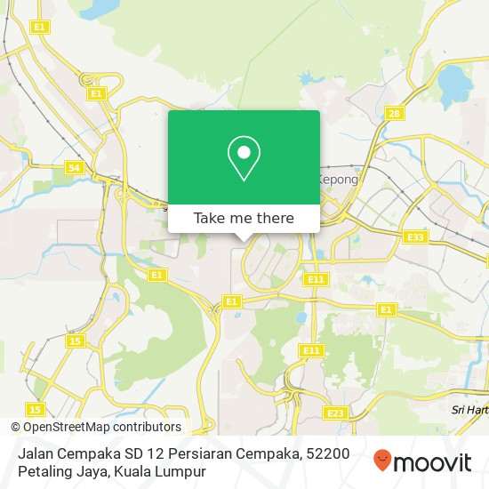 Peta Jalan Cempaka SD 12 Persiaran Cempaka, 52200 Petaling Jaya