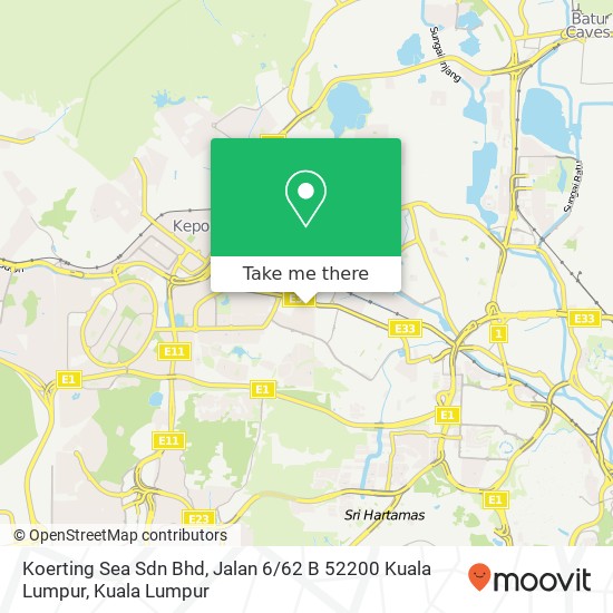 Peta Koerting Sea Sdn Bhd, Jalan 6 / 62 B 52200 Kuala Lumpur