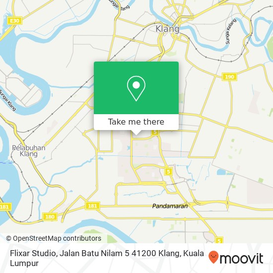 Peta Flixar Studio, Jalan Batu Nilam 5 41200 Klang