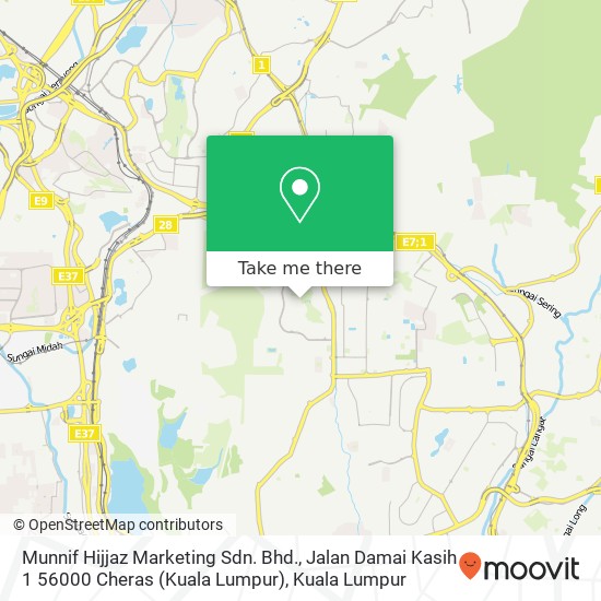 Peta Munnif Hijjaz Marketing Sdn. Bhd., Jalan Damai Kasih 1 56000 Cheras (Kuala Lumpur)