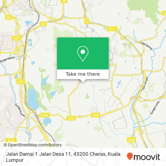 Peta Jalan Damai 1 Jalan Desa 11, 43200 Cheras