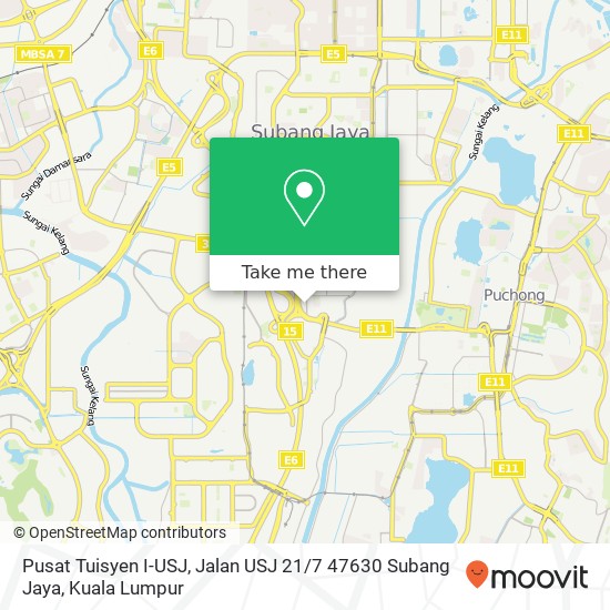 Peta Pusat Tuisyen I-USJ, Jalan USJ 21 / 7 47630 Subang Jaya