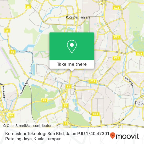 Peta Kemaskini Teknologi Sdn Bhd, Jalan PJU 1 / 40 47301 Petaling Jaya