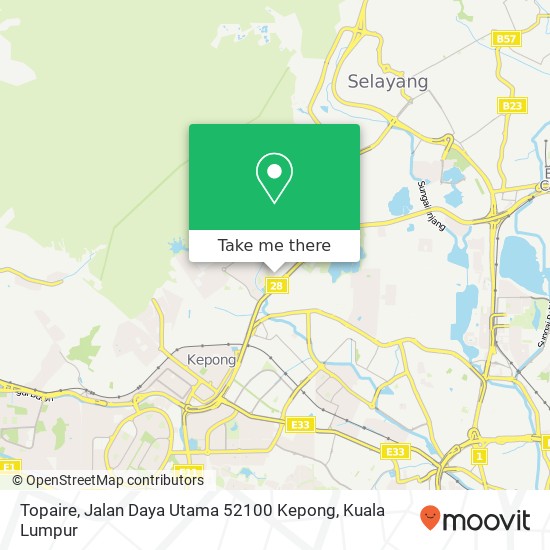 Peta Topaire, Jalan Daya Utama 52100 Kepong