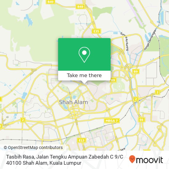 Peta Tasbih Rasa, Jalan Tengku Ampuan Zabedah C 9 / C 40100 Shah Alam