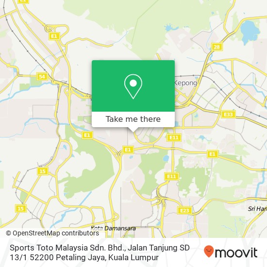 Sports Toto Malaysia Sdn. Bhd., Jalan Tanjung SD 13 / 1 52200 Petaling Jaya map