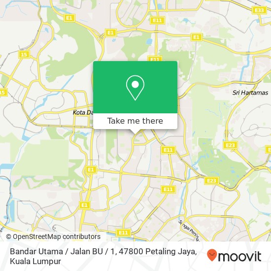 Peta Bandar Utama / Jalan BU / 1, 47800 Petaling Jaya