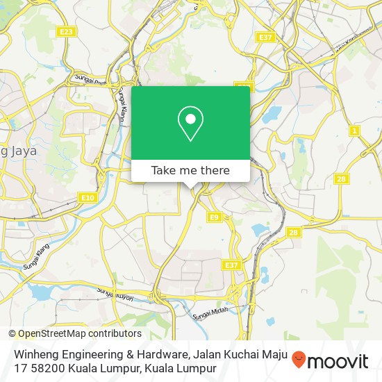Peta Winheng Engineering & Hardware, Jalan Kuchai Maju 17 58200 Kuala Lumpur