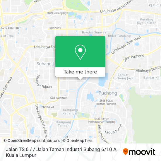 Peta Jalan TS 6 / / Jalan Taman Industri Subang 6 / 10 A