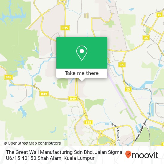 The Great Wall Manufacturing Sdn Bhd, Jalan Sigma U6 / 15 40150 Shah Alam map