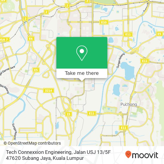 Peta Tech Connexxion Engineering, Jalan USJ 13 / 5F 47620 Subang Jaya