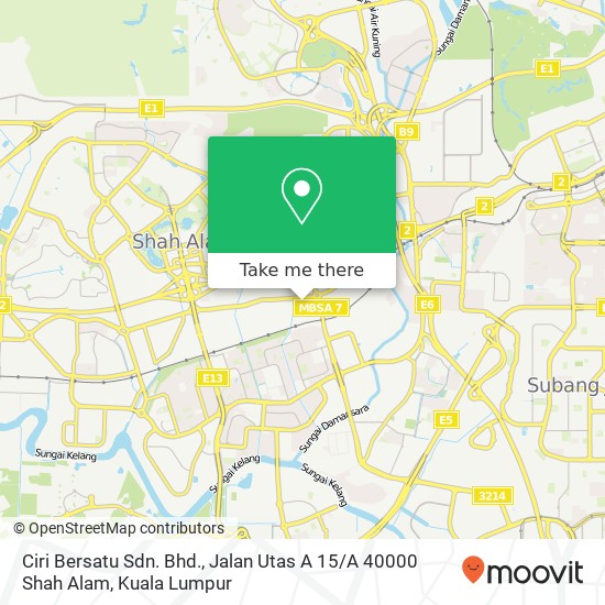 Ciri Bersatu Sdn. Bhd., Jalan Utas A 15 / A 40000 Shah Alam map
