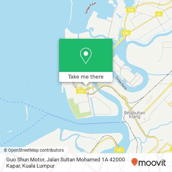 Peta Guo Shun Motor, Jalan Sultan Mohamed 1A 42000 Kapar