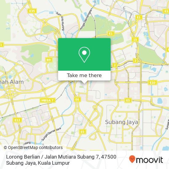 Peta Lorong Berlian / Jalan Mutiara Subang 7, 47500 Subang Jaya