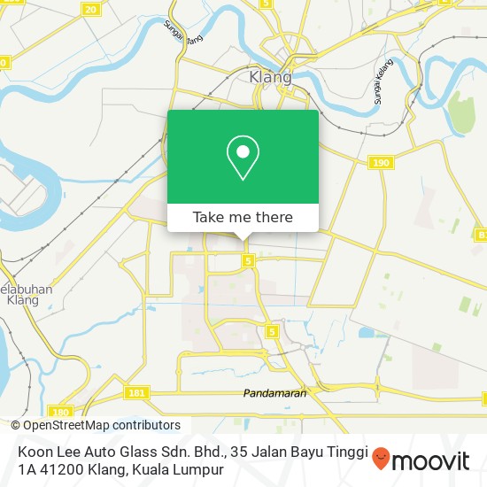 Peta Koon Lee Auto Glass Sdn. Bhd., 35 Jalan Bayu Tinggi 1A 41200 Klang
