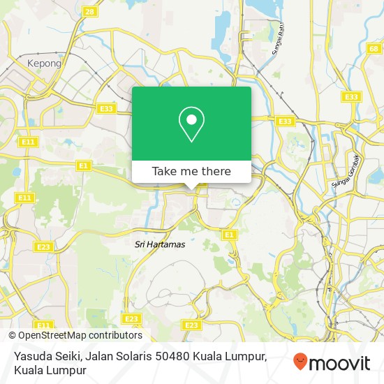 Peta Yasuda Seiki, Jalan Solaris 50480 Kuala Lumpur