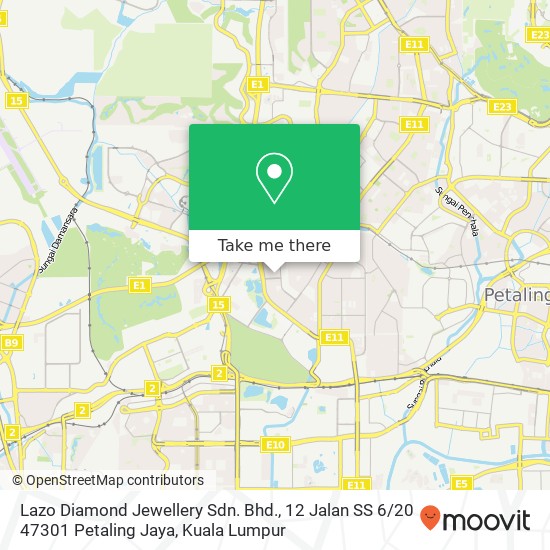 Lazo Diamond Jewellery Sdn. Bhd., 12 Jalan SS 6 / 20 47301 Petaling Jaya map