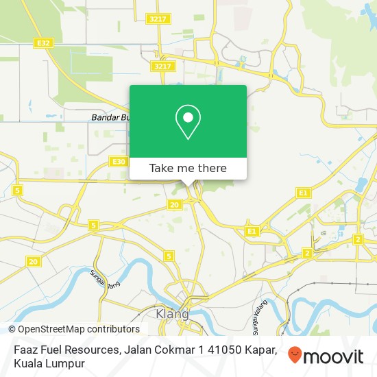 Peta Faaz Fuel Resources, Jalan Cokmar 1 41050 Kapar