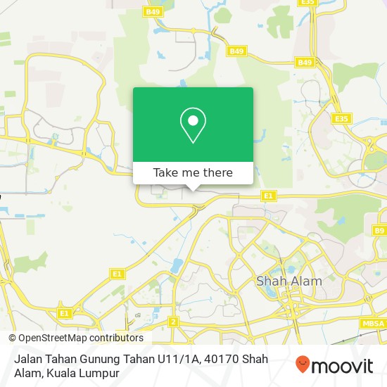 Peta Jalan Tahan Gunung Tahan U11 / 1A, 40170 Shah Alam