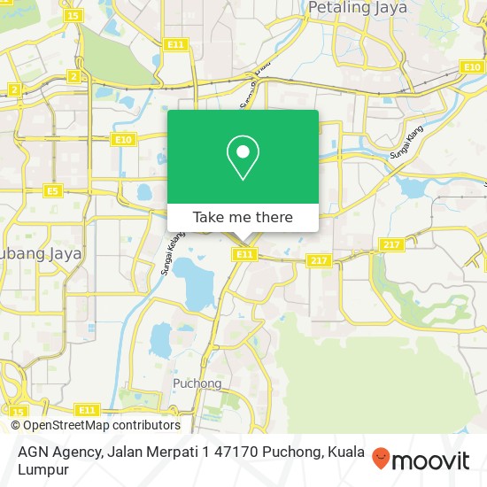 Peta AGN Agency, Jalan Merpati 1 47170 Puchong